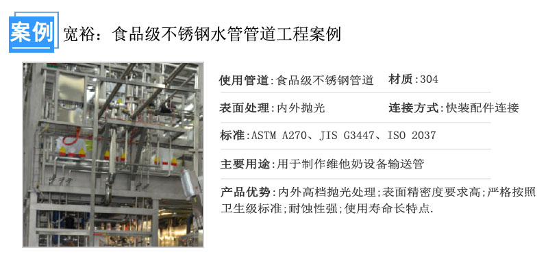 佛山維他奶食品級(jí)不銹鋼水管案例